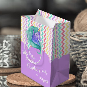 Sacola Para Presentes Média Favor do Aniversário de criança Magical Unicorn Ch