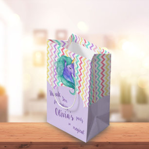 Sacola Para Presentes Média Favor do Aniversário de criança Magical Unicorn Ch