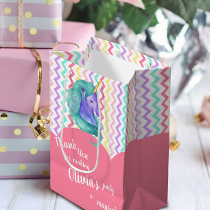 Sacola Para Presentes Média Favor do Aniversário de criança Magical Unicorn Ch