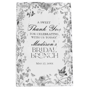 Sacola Para Presentes Média Favoritos de Brunch Nupcial com Toile De Jouy Flor