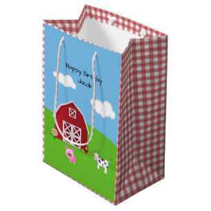 Sacola Para Presentes Média Fazenda Barnyard Animal Birthday Medium Gift Bag