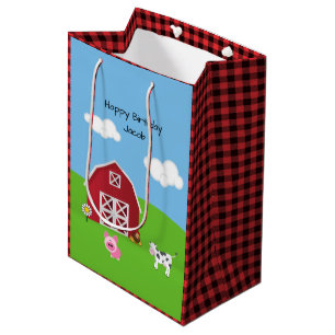 Sacola Para Presentes Média Fazenda Barnyard Animal Birthday Medium Gift Bag