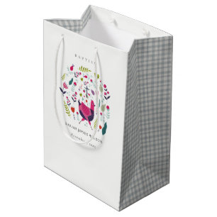 Sacola Para Presentes Média Fazenda Brilhante Floral Birdie Baptism