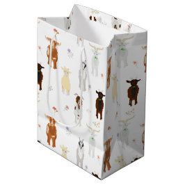 Sacola Para Presentes Média Fazenda de Cabras Fofas Animais