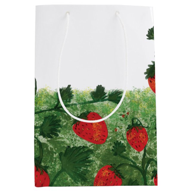 Sacola Para Presentes Média Fazenda de Morango - Cor da Água (Frente)