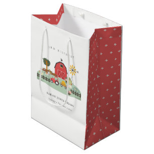 Sacola Para Presentes Média Fazenda Vermelho Bonito De Barnyard Animal Qualque