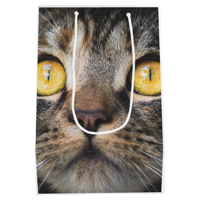 Sacola Para Presentes Média Fechamento de Gato com Olhos Amarelos (Verso)