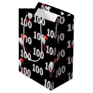 Sacola Para Presentes Média Feliz 100º Balões de Aniversário
