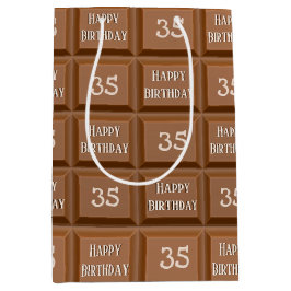 Sacola Para Presentes Média Feliz 35º aniversário Bar de chocolate doce