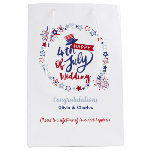 Sacola Para Presentes Média Feliz 4 de Julho Casamento Parabéns Personalizado