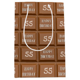 Sacola Para Presentes Média Feliz 55º aniversário Bar de chocolate doce