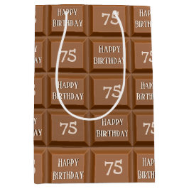 Sacola Para Presentes Média Feliz 75º aniversário Bar de chocolate doce