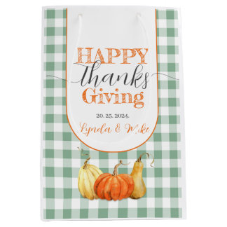Sacola Para Presentes Média Feliz Ação de Graças Pumpkins