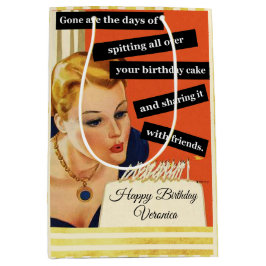 Sacola Para Presentes Média Feliz Aniversário A Explodir Velas Vintage Engraça