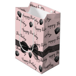 Sacola Para Presentes Média Feliz aniversário, Arco e balões Bolinhas