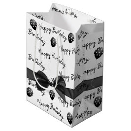 Sacola Para Presentes Média Feliz aniversário, Arco e balões Bolinhas