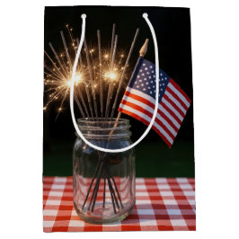 Sacola Para Presentes Média Feliz Aniversário com Velas Estreladas e Bandeira