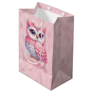 Sacola Para Presentes Média Feliz Aniversário, Coruja Rosa, a Rosa
