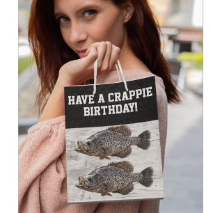 Sacola Para Presentes Média Feliz Aniversário Crappie Pesca Anglas Peixe Legal