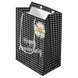 Sacola Para Presentes Média Feliz Aniversário Daisy Sobre Gingham Medium Gift