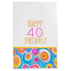 Sacola Para Presentes Média FELIZ ANIVERSÁRIO DE 40 ANOS de Arte Moderna Diver