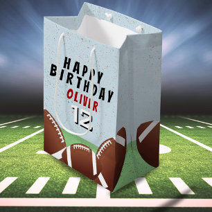 Sacola Para Presentes Média Feliz Aniversário do American Football Balls Kids