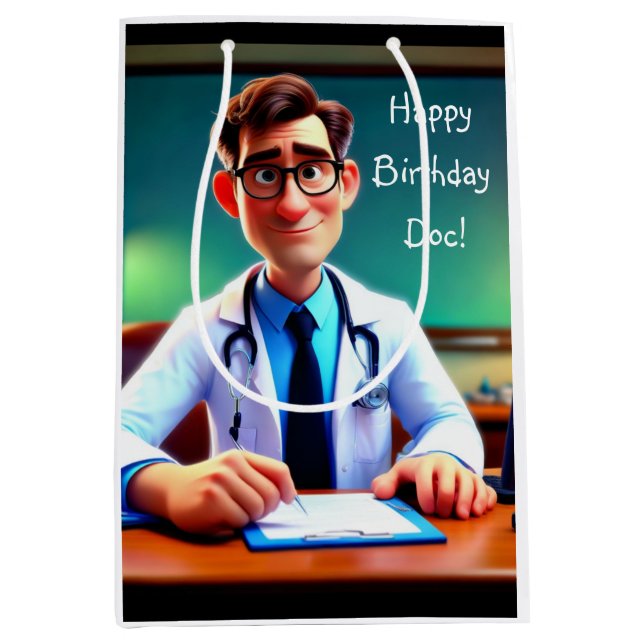 Sacola Para Presentes Média Feliz aniversário Doc (Frente)