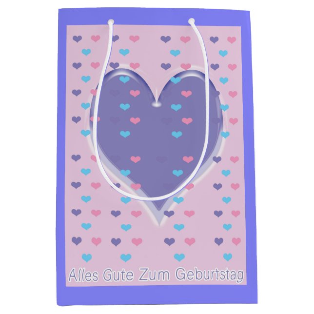 Sacola Para Presentes Média Feliz aniversário em alemão Gift Bag (Frente)