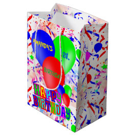 Sacola Para Presentes Média Feliz aniversario personalizado do divertimento