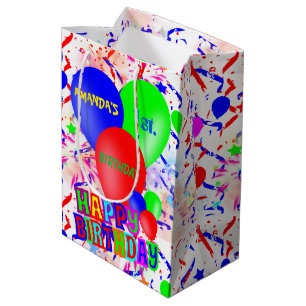 Sacola Para Presentes Média Feliz aniversario personalizado do divertimento
