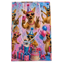 Sacola Para Presentes Média Feliz Aniversário Planilhas de Design de Canguru