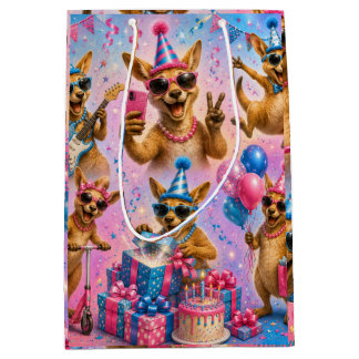 Sacola Para Presentes Média Feliz Aniversário Planilhas de Design de Canguru