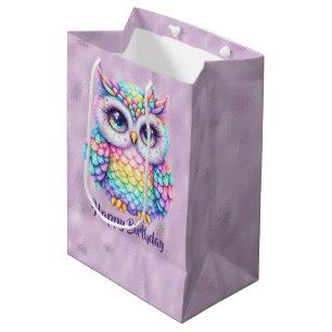 Sacola Para Presentes Média Feliz Aniversário, Rainbow Color Own em Roxo