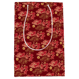 Sacola Para Presentes Média Feliz ano do luxo Ouro vermelho chinês de coelho