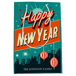 Sacola Para Presentes Média Feliz ano novo de Estilo Moderno do meio século