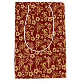 Sacola Para Presentes Média Feliz Ano Novo Lunar: Dragão Zodiac Oriental Verme