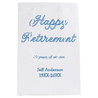 Sacola Para Presentes Média Feliz aposentadoria azul anos de serviço nome past