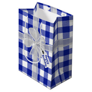 Sacola Para Presentes Média Feliz Arco De Aniversário Na Xadrez