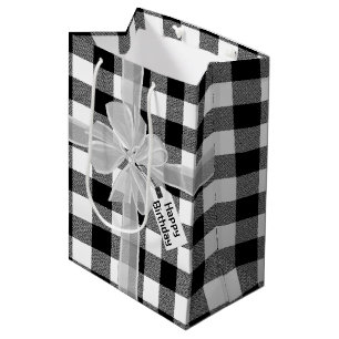 Sacola Para Presentes Média Feliz Arco De Aniversário Na Xadrez