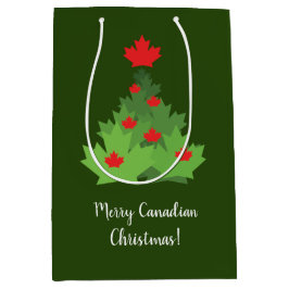 Sacola Para Presentes Média Feliz canadense Maple Leaf Flag Christmas