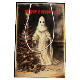 Sacola Para Presentes Média Feliz Creepmas Spooky Ghost Gothic Vintage