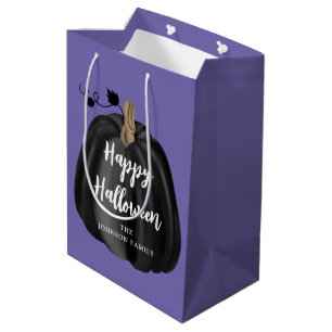 Sacola Para Presentes Média Feliz Dia das Bruxas de Pumpkin Roxo