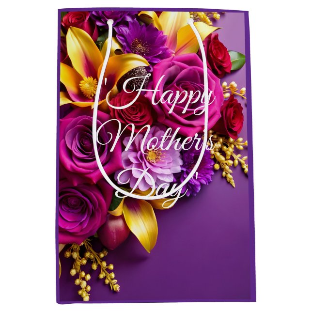 Sacola Para Presentes Média Feliz Dia das Mães  (A blooming way to say "Happy Mother's Day")
