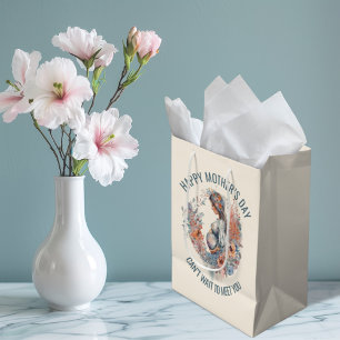 Sacola Para Presentes Média Feliz Dia das Mães Mãe para Ser Floral Watercolor