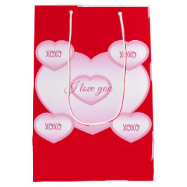 Sacola Para Presentes Média Feliz dia de os namorados XOXO com barra de presen
