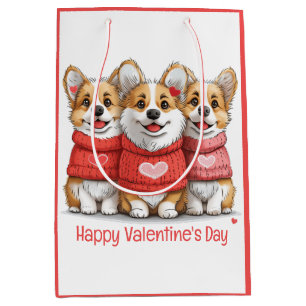 Sacola Para Presentes Média Feliz Dia dos Namorados Pembroke Galsh Corgi Cães