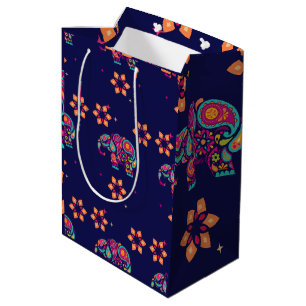 SACOLA PARA PRESENTES MÉDIA FELIZ DIWALI INDIA INDIAN ELEPHANT MANDALA