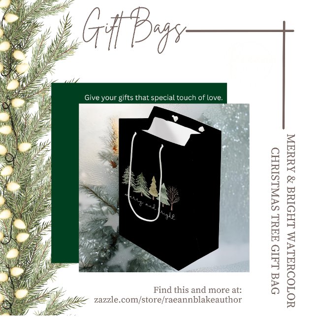 Sacola Para Presentes Média Feliz e Bright Christmas Gift Bag (Criador carregado)