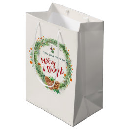 Sacola Para Presentes Média Feliz e coroa de natal brilhante