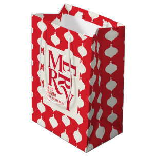 Sacola Para Presentes Média Feliz e vintage brilhante colorida Natal